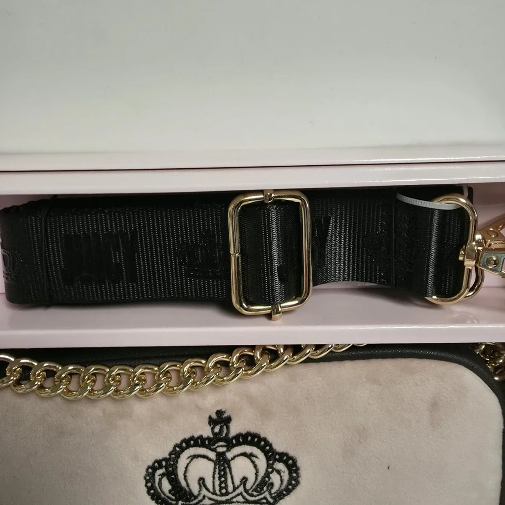 New Juicy Couture Heritage Crossbody W/ Strap & Card Case Black Gift Set Y2K